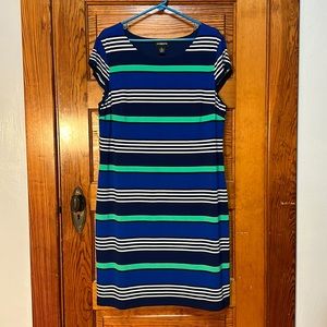 Liz Claiborne striped dress blue white and green size XL